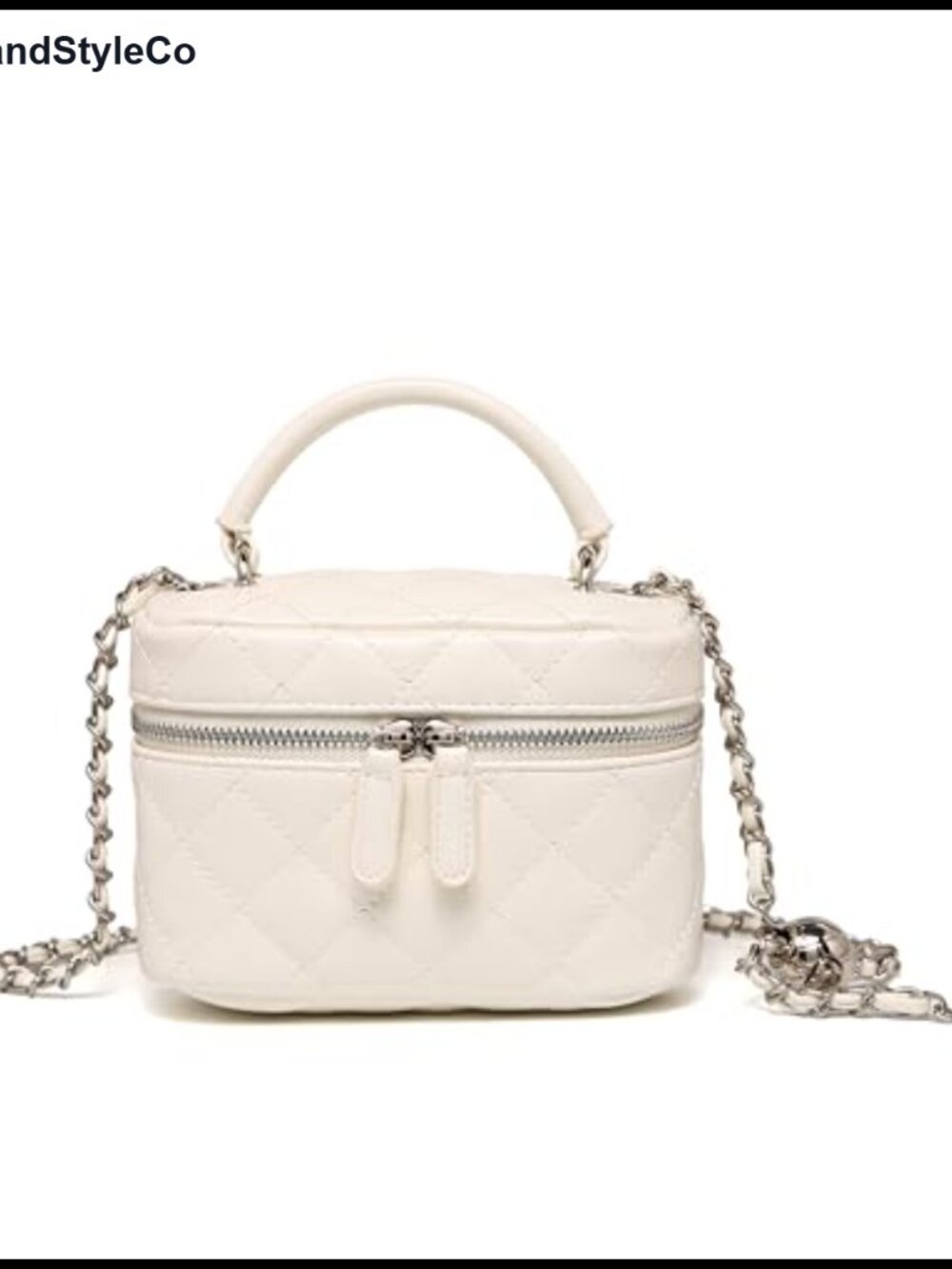 Mini Quilted Vegan Leather Crossbody Bag Zip-Around Box Handbag